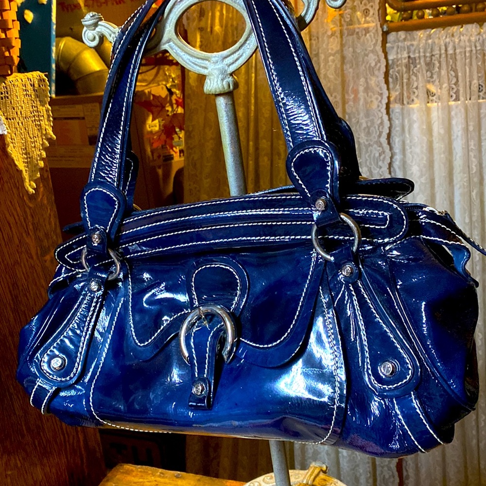 Beautiful Blue Patent Leather Francesco Biasia Handbag